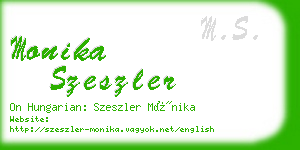 monika szeszler business card